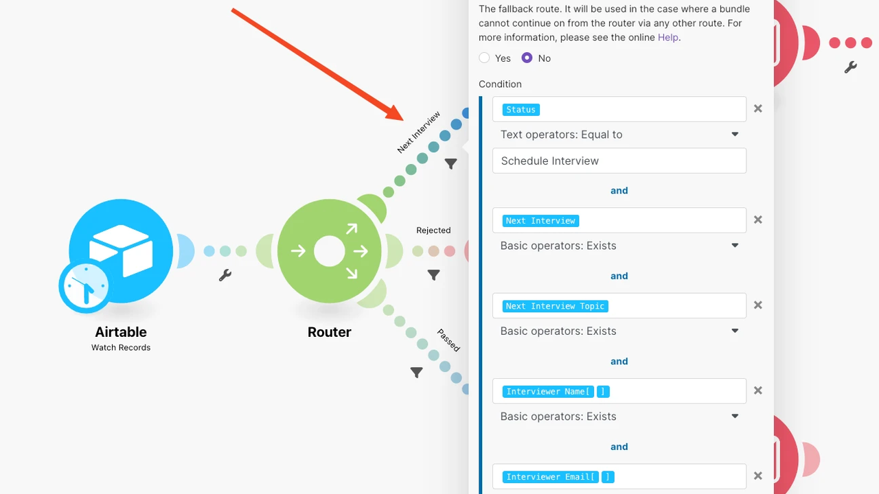 Setting up a filter in Make