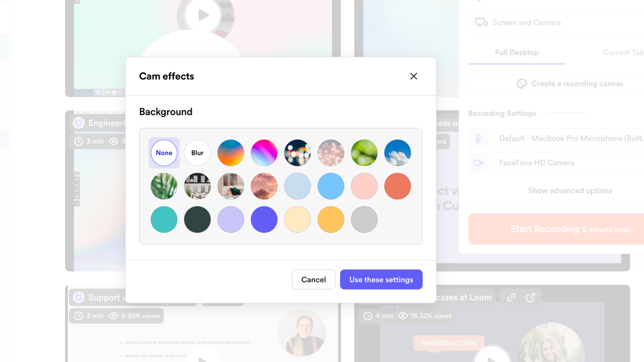 Add background effects to your Loom videos