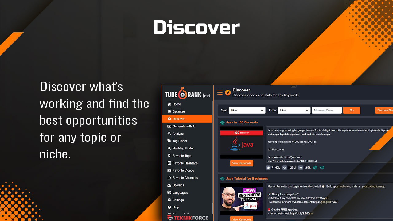 Tuberank Jeet Dashboard Interface