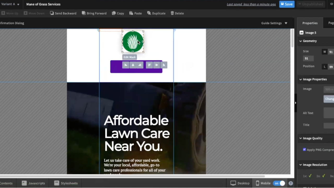 Unbounce mobile preview
