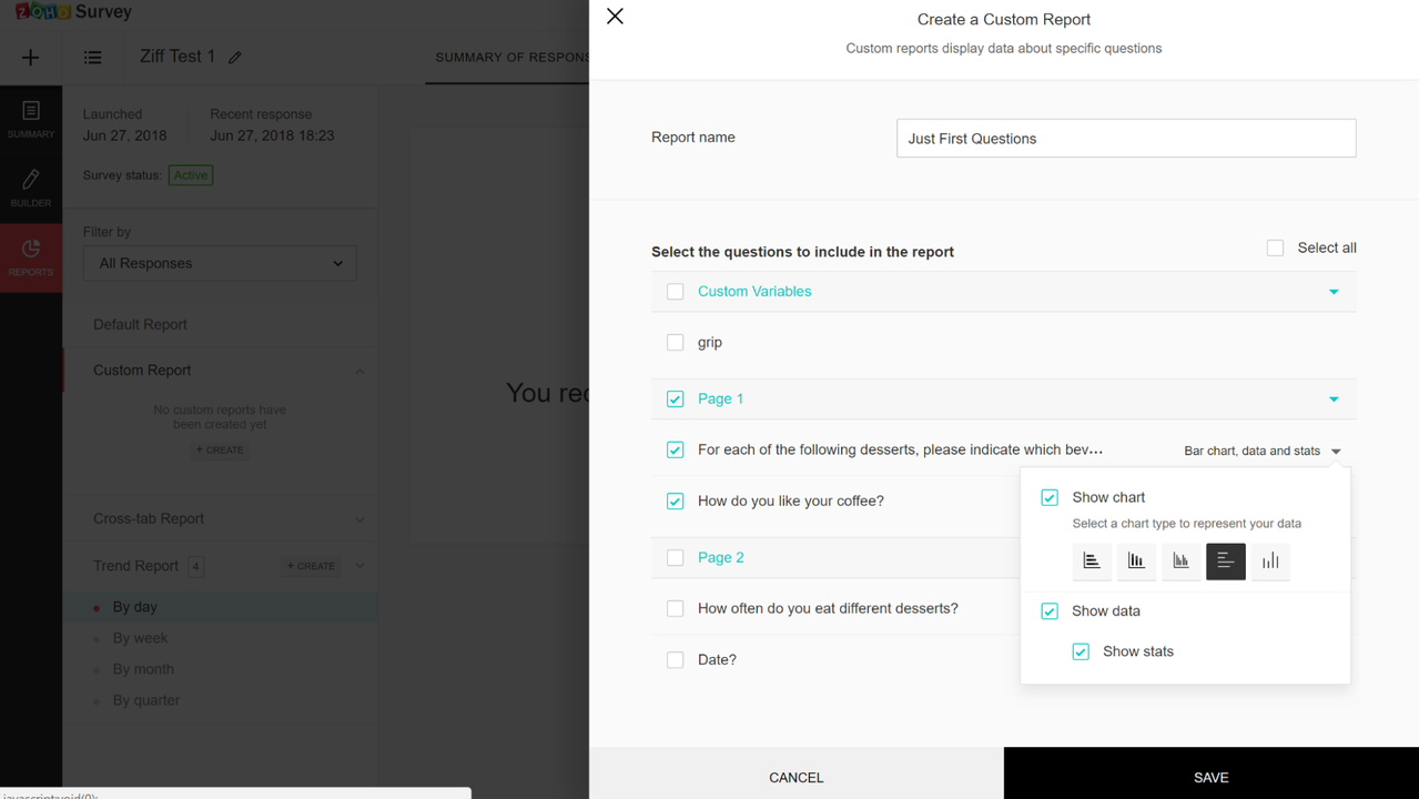 Create a custom report