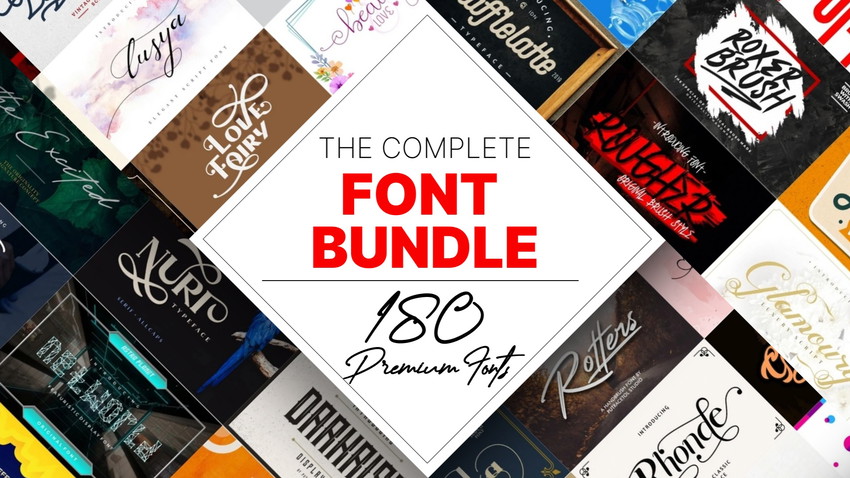 The Complete Font Bundle - 180 Premium Fonts