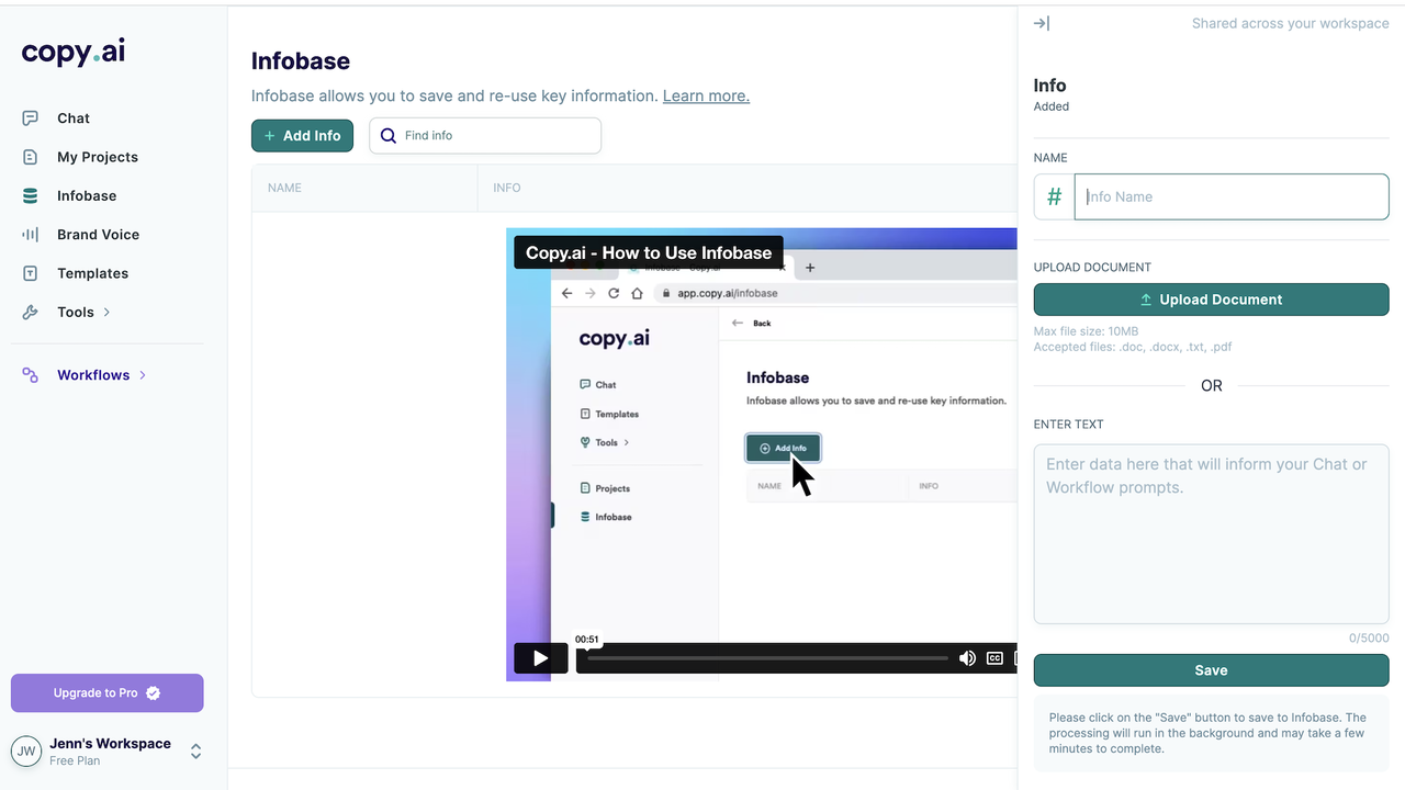 Copy.ai Infobase