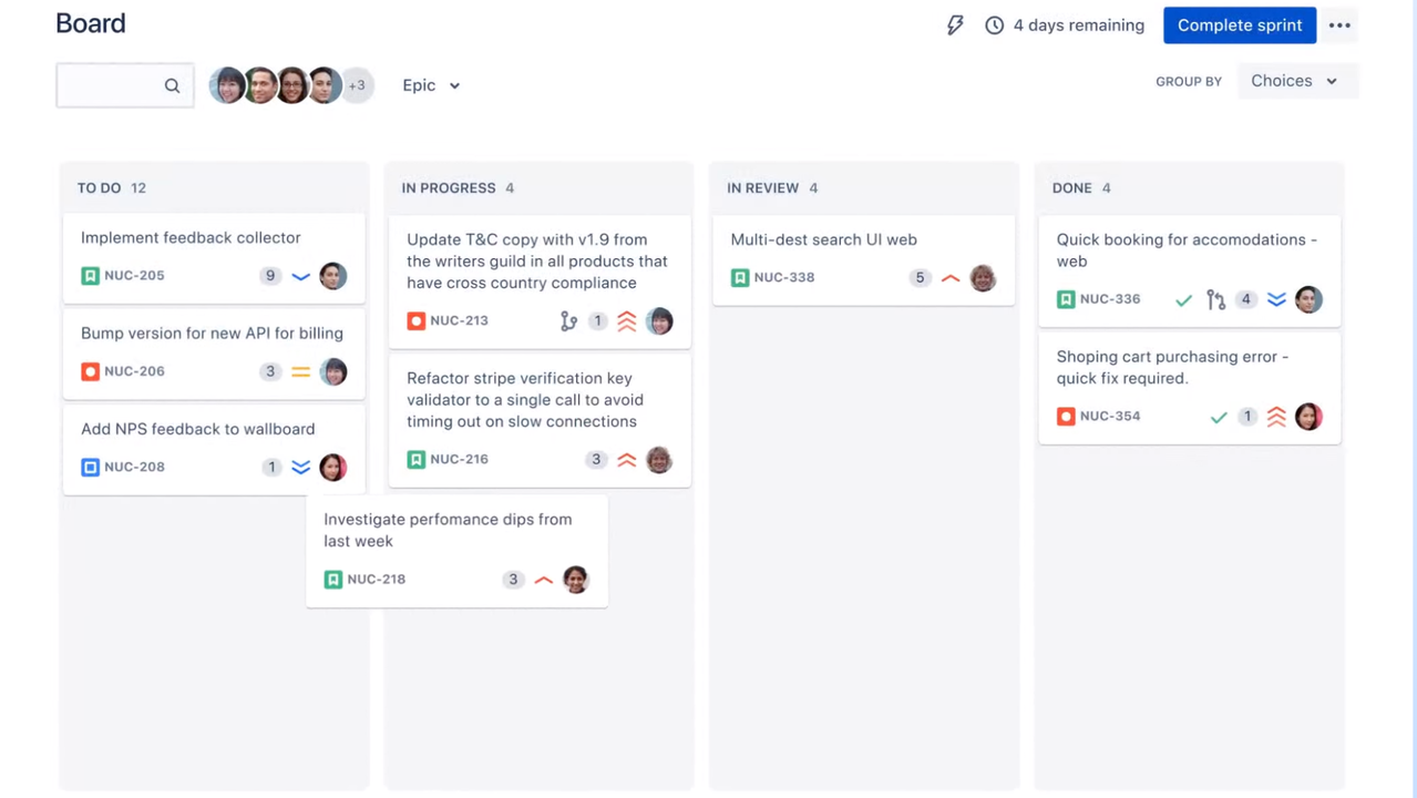 Jira Software scrum board