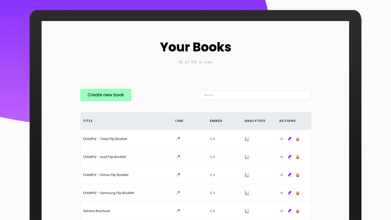 FlipBooklets Dashboard Interface