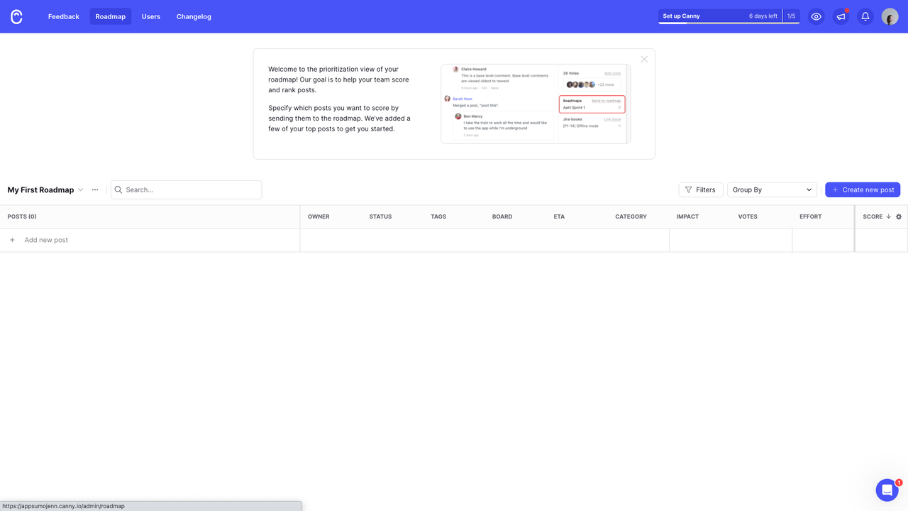 Feedback roadmap