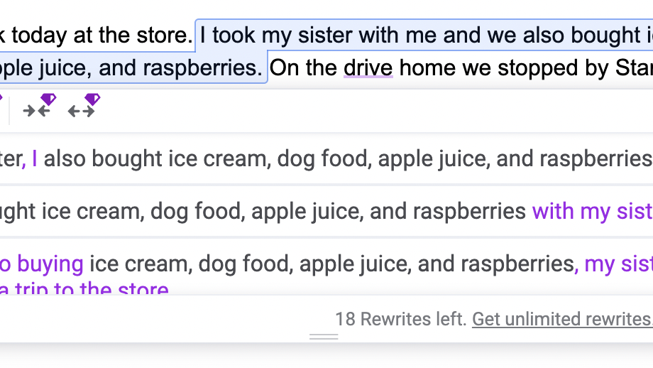 AI-assisted rewrites