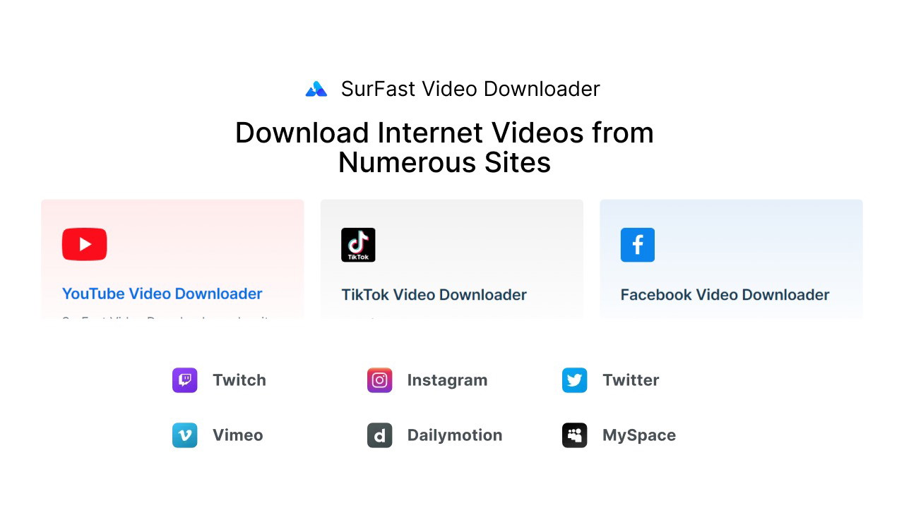 SurFast interface showing download options from multiple sites