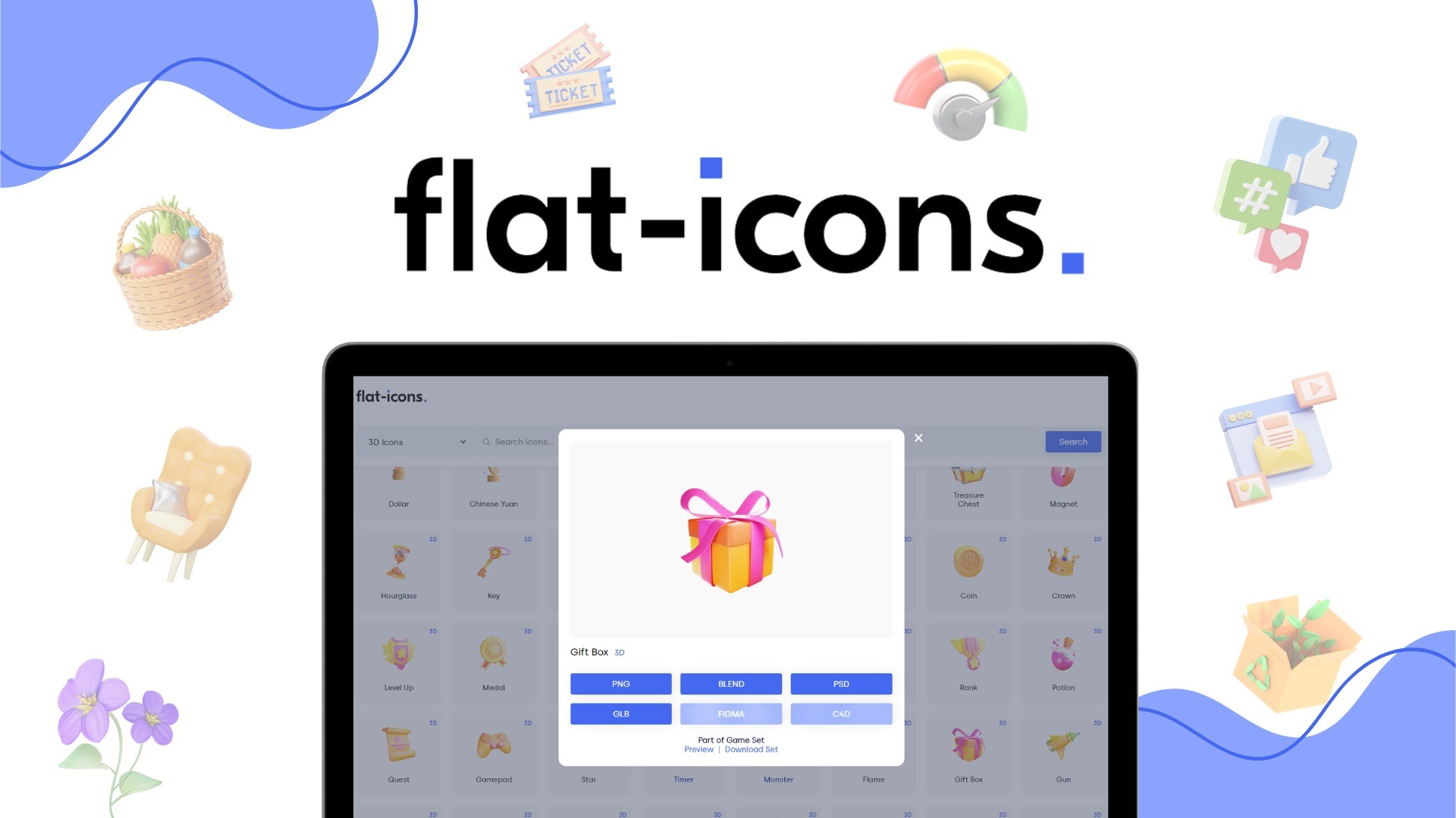 Flat Icons – 31,000+ icons (2D, 3D, and Animated)