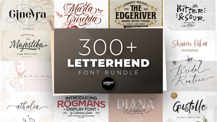 300+ Letterhand Font Bundle