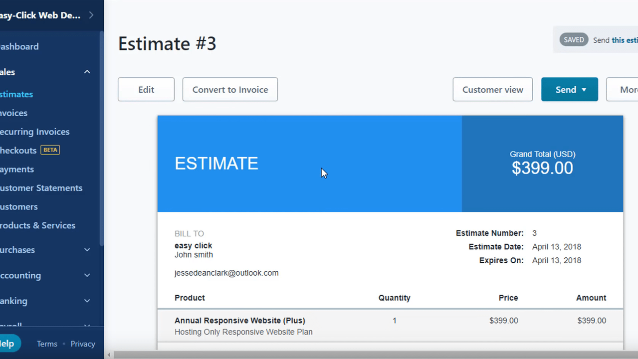 Send and track project estimates