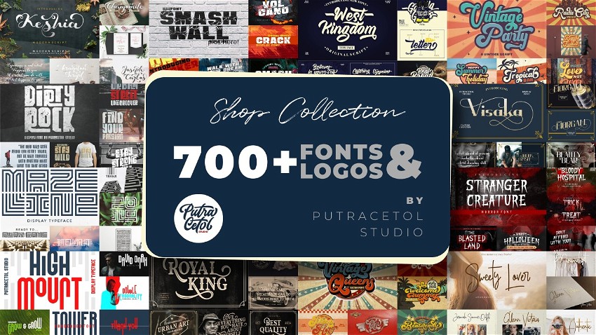 Putracetol Studio Shop Collection (700+ Fonts & Logos)