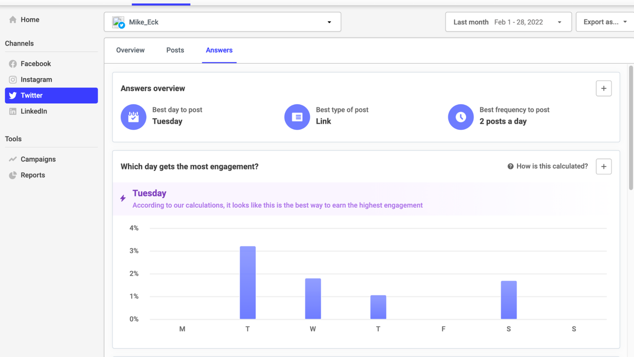Social analytics dashboard