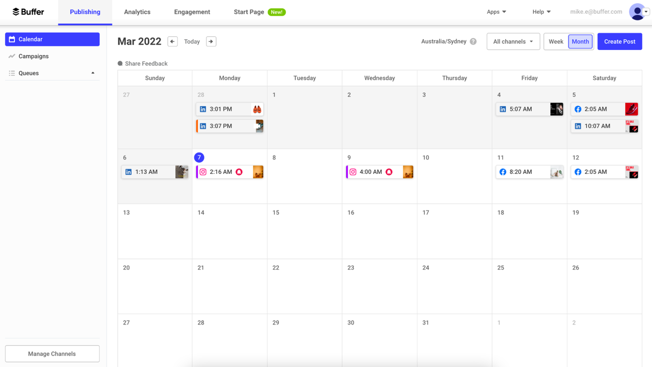Publishing calendar