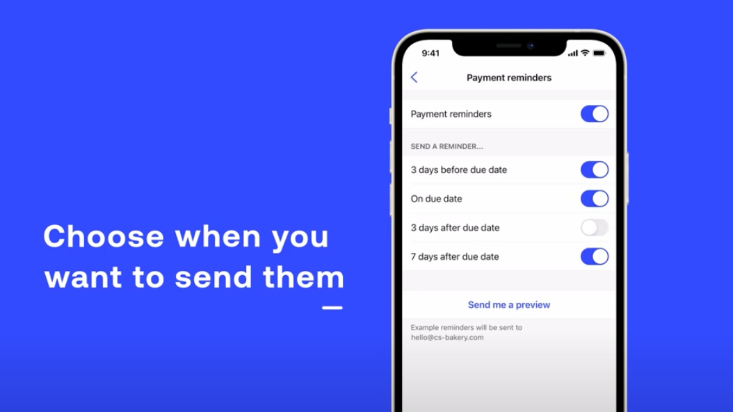 Set up payment reminders via mobile app
