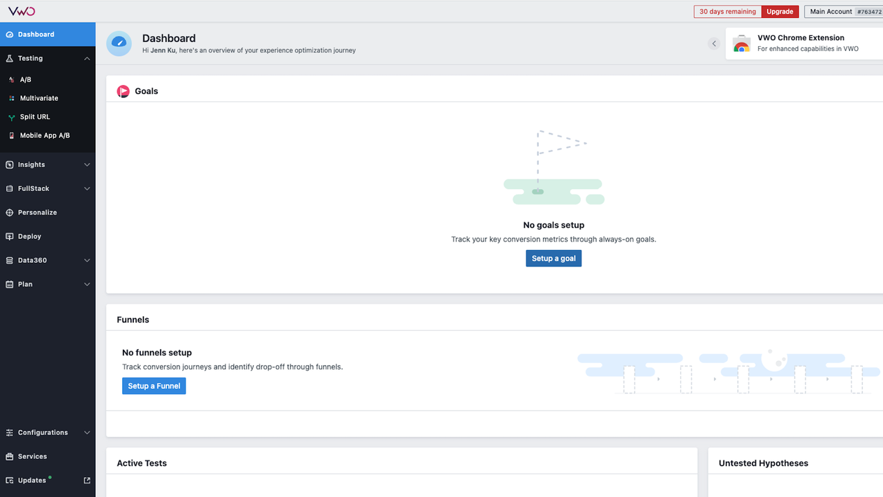 VWO Dashboard