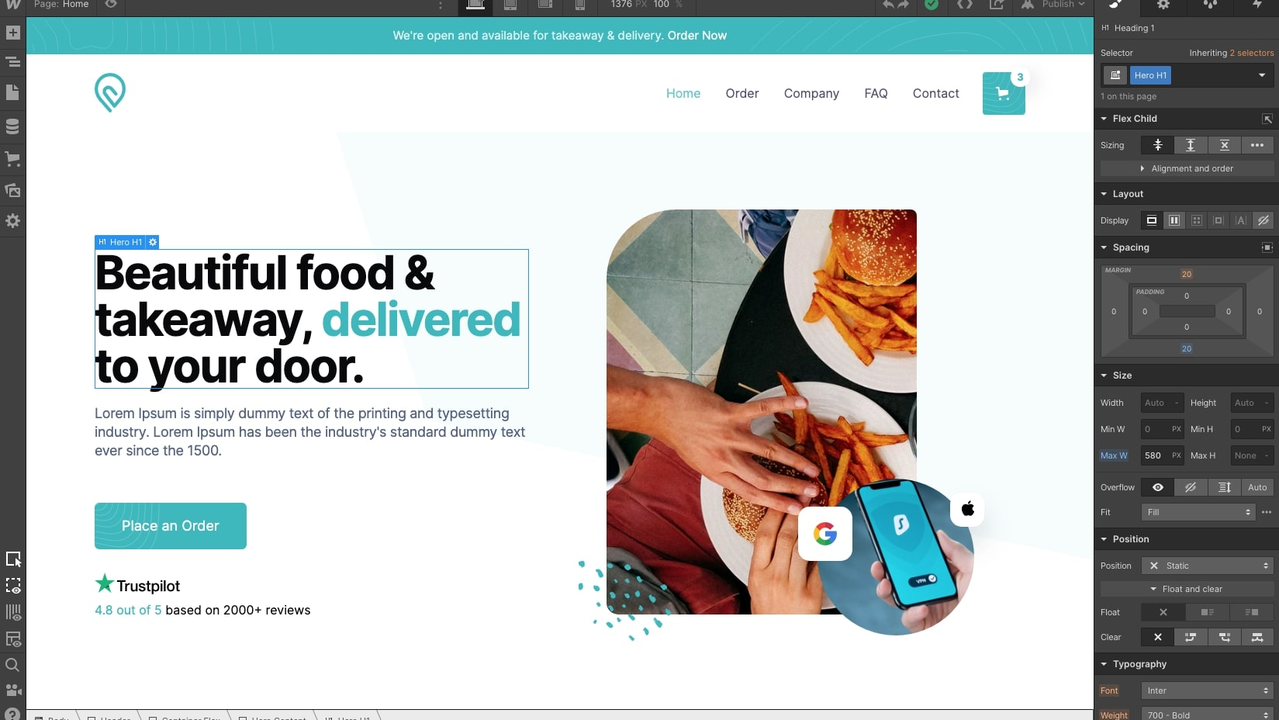 Webflow text editor