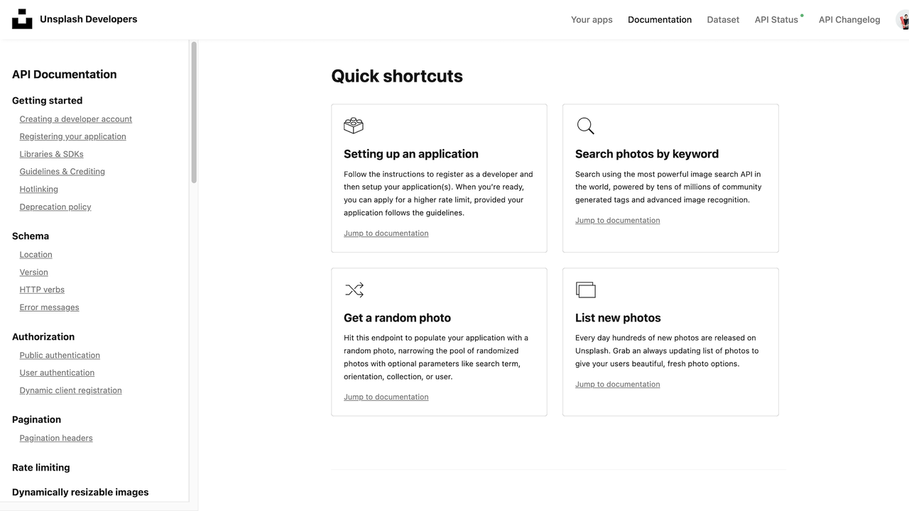 Unsplash API Documentation