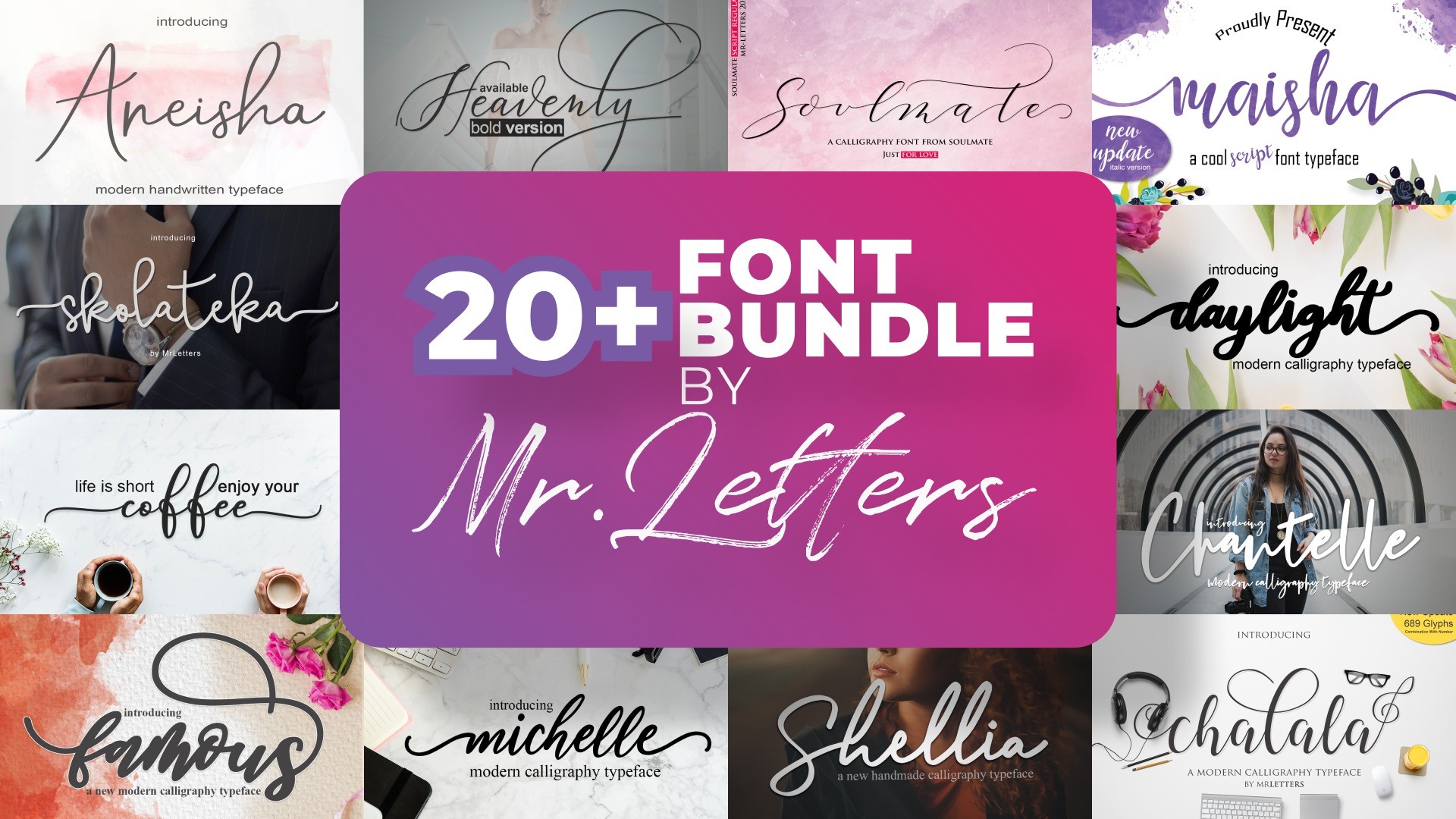 20+ Font Bundle by Mr.letters