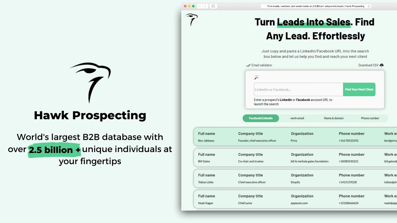 Hawk Prospecting | Supercharge Your Pipeline With Over 2.5 Billion+ Prospects