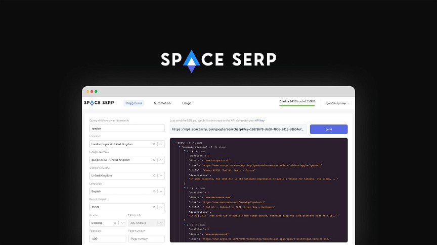SpaceSerp - Powerful SERP API