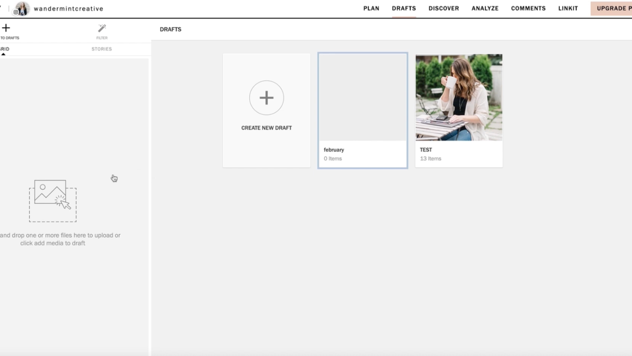 Create your content on planoly