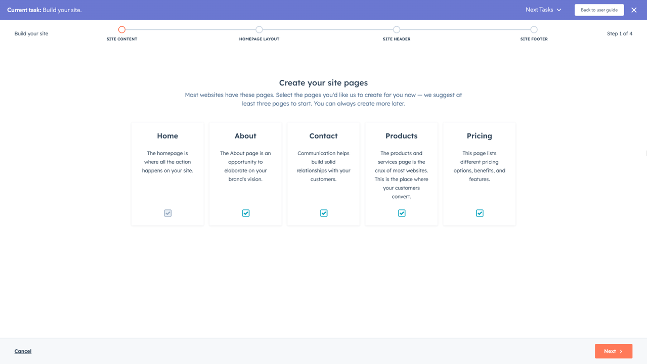 Create pages for your website