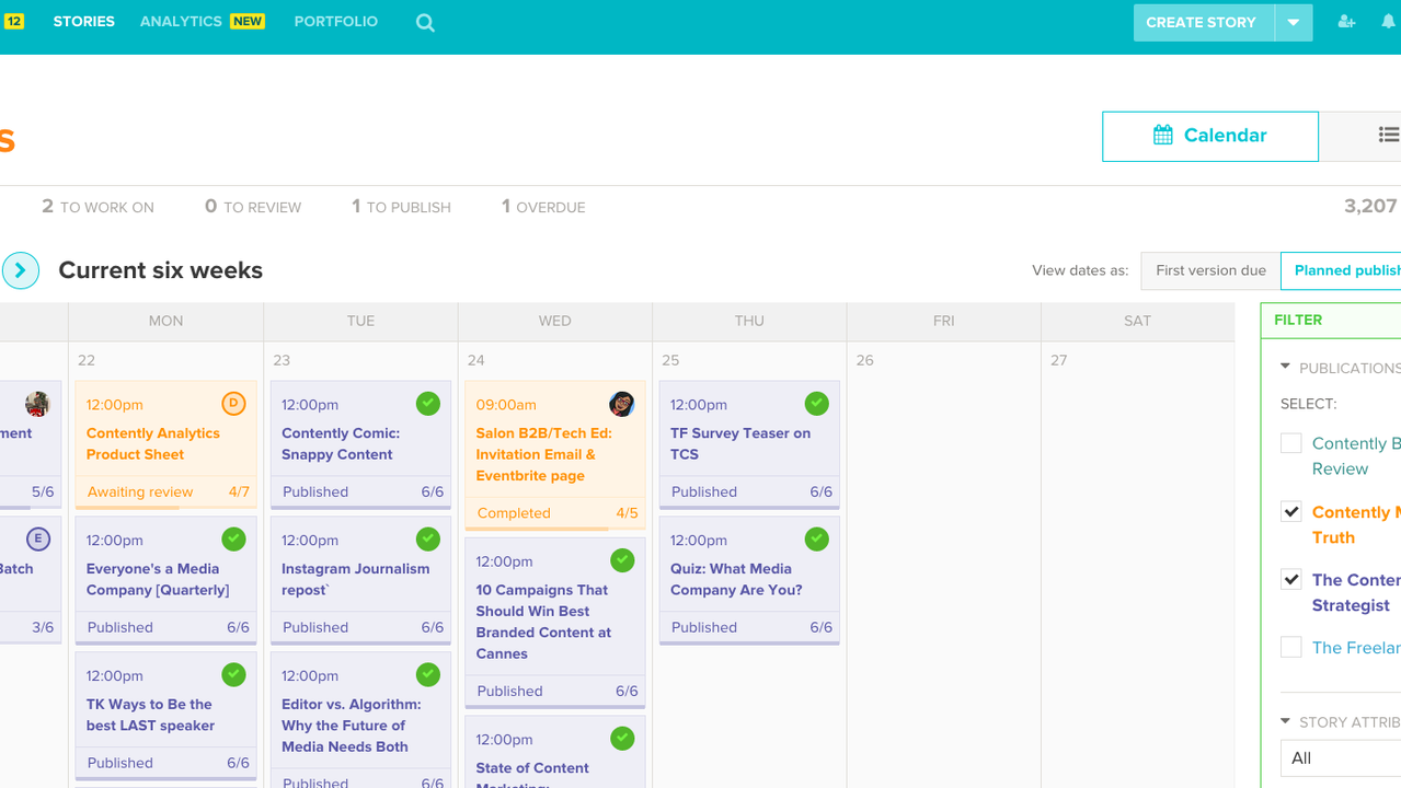 Contently Content Calendar