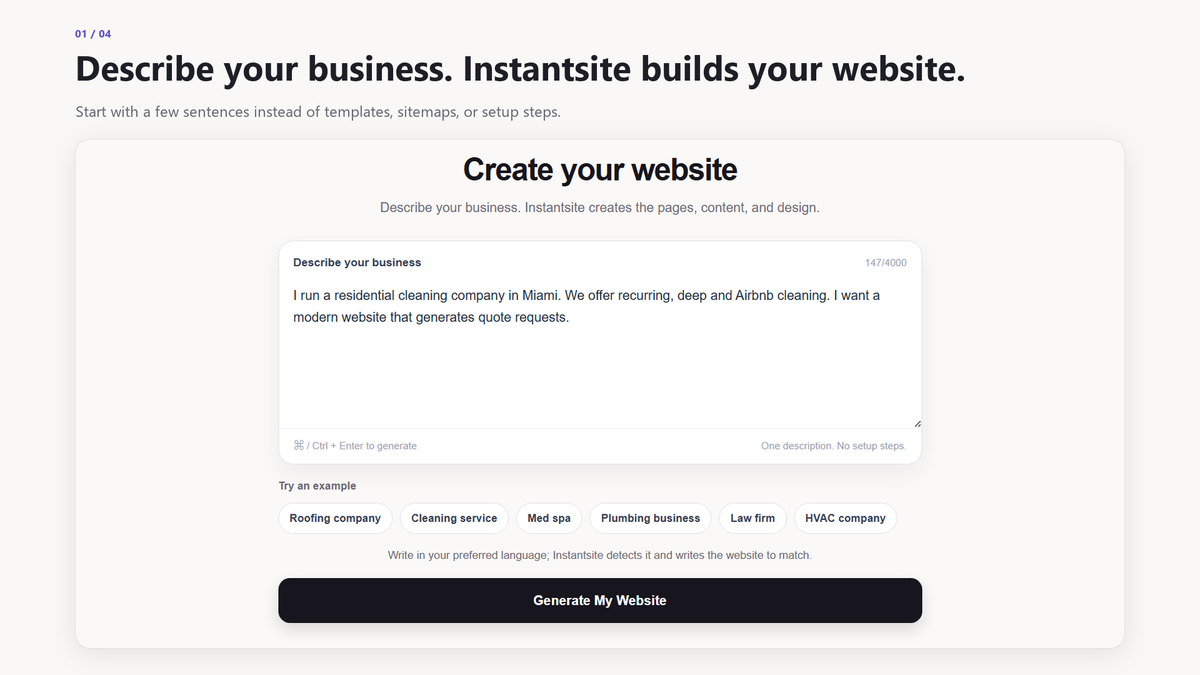 AI website generation