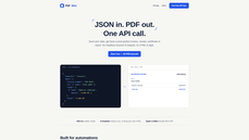 PDFMint landing page. JSON in, PDF out, one API call thumbnail