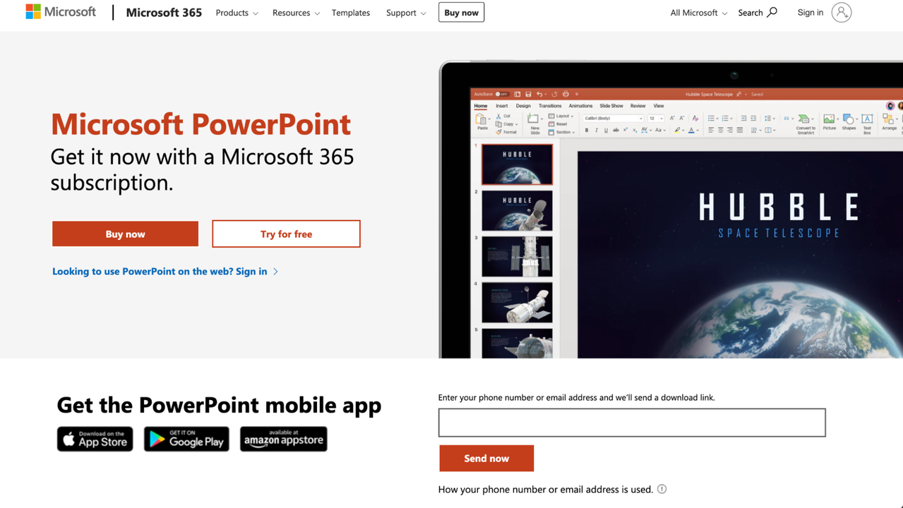 Microsoft PowerPoint home page