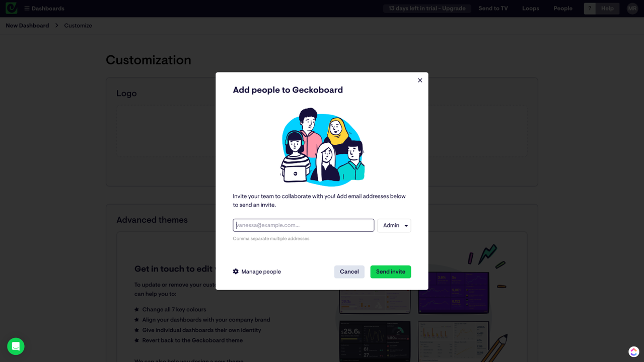 Invite team members and set permission levels