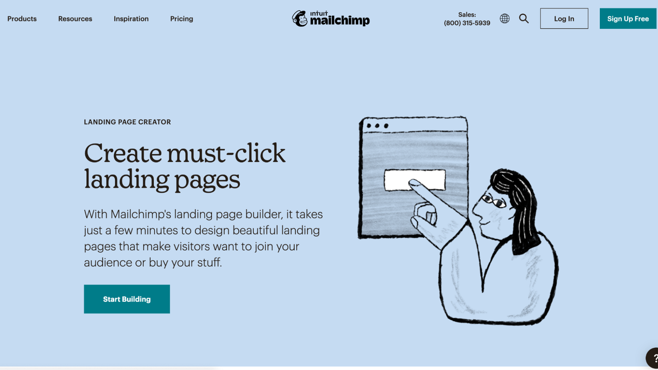 MailChimp’s landing page builder