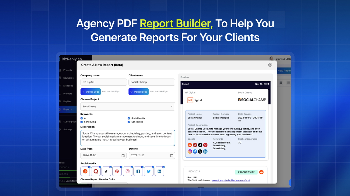 Effortlessly generate branded PDF reports