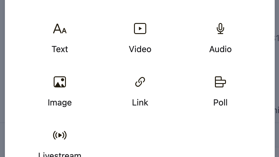 Publish different types of content