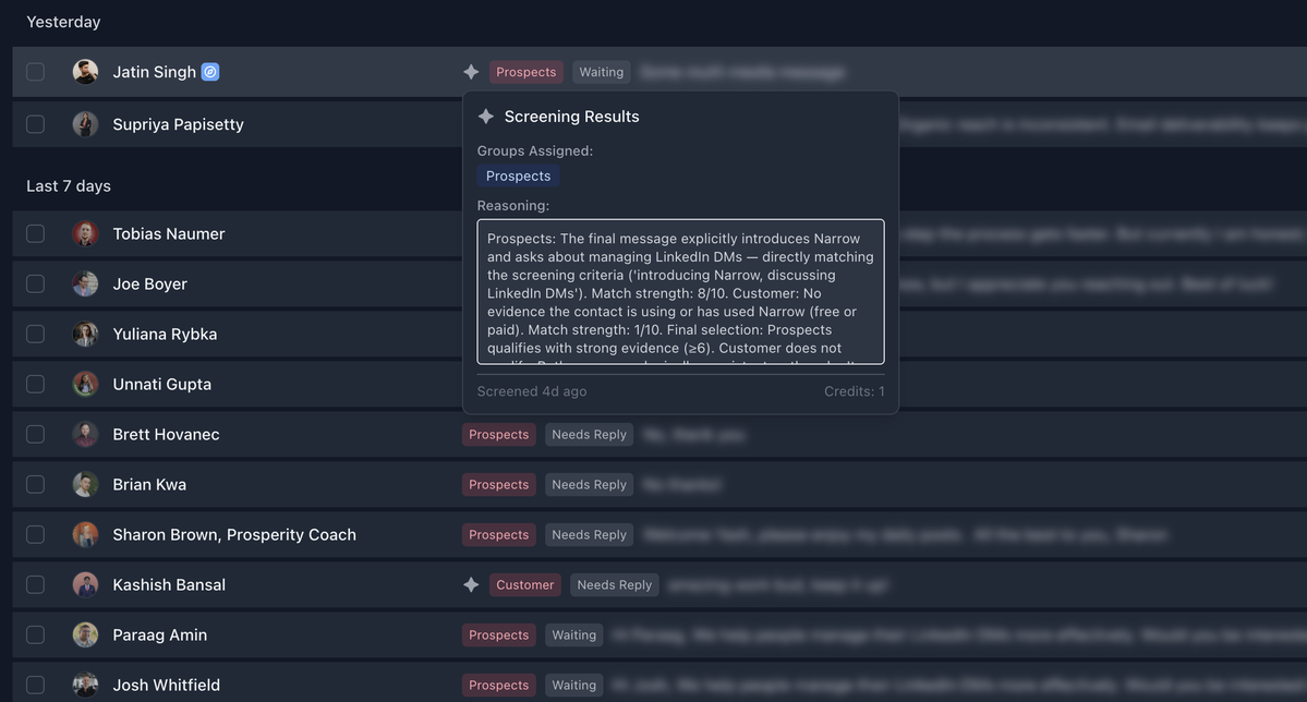 AI Message Screening