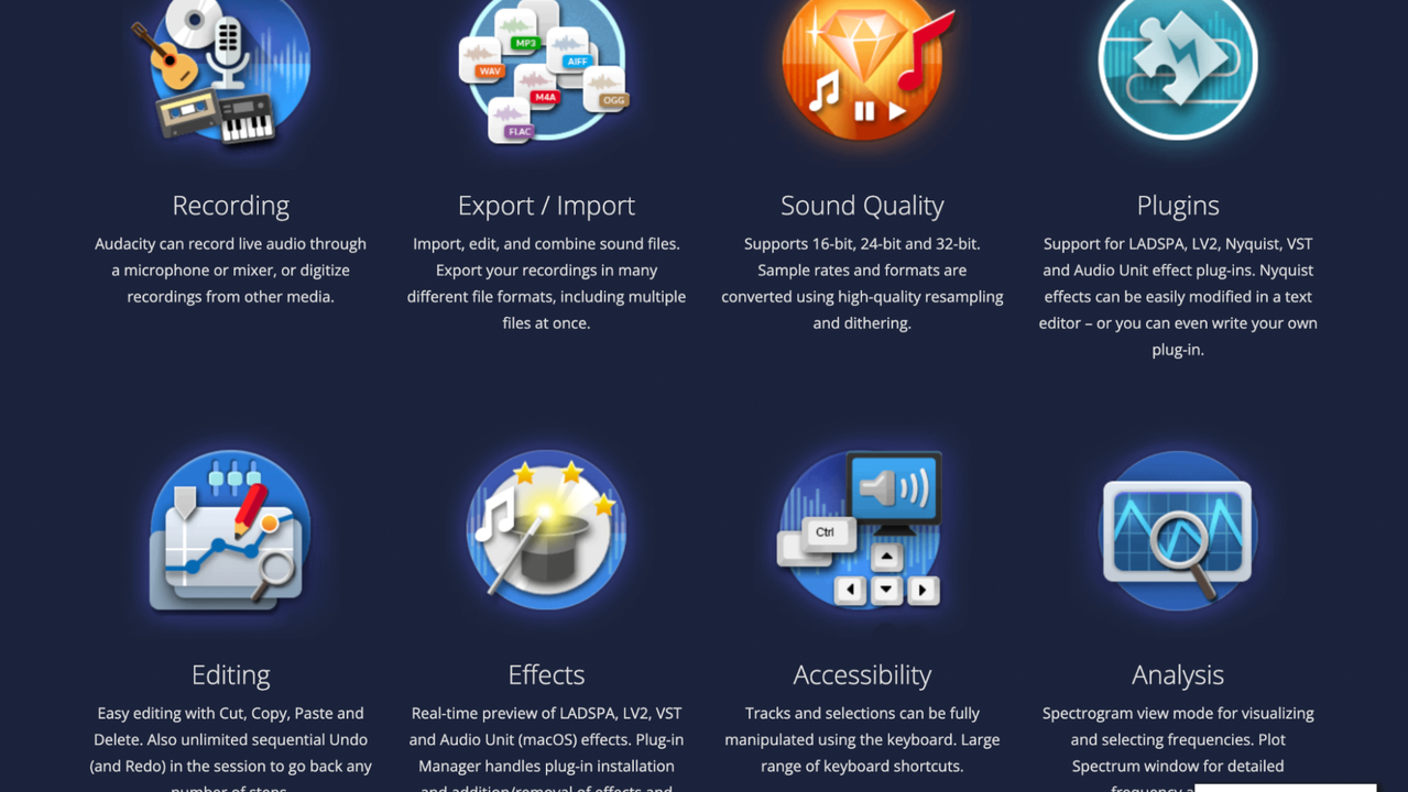 Audacity’s main features