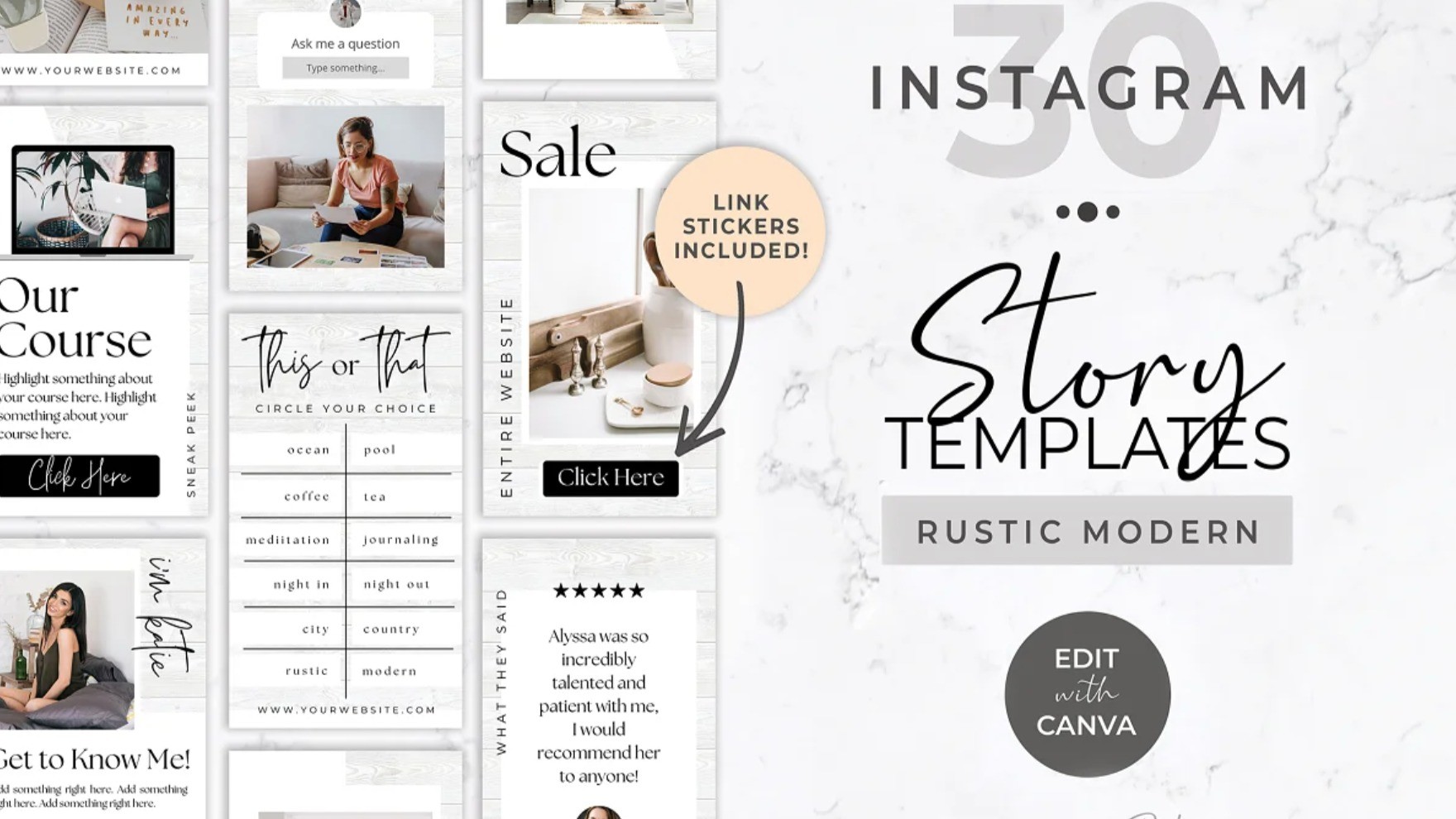 AppSumo Deal for Instagram Stories for Canva | Modern Rustic