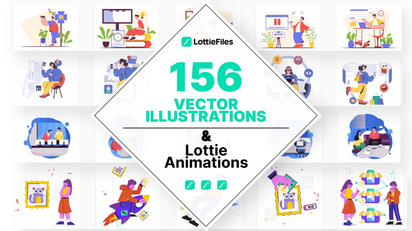 156 vector illustrations and Lottie animations