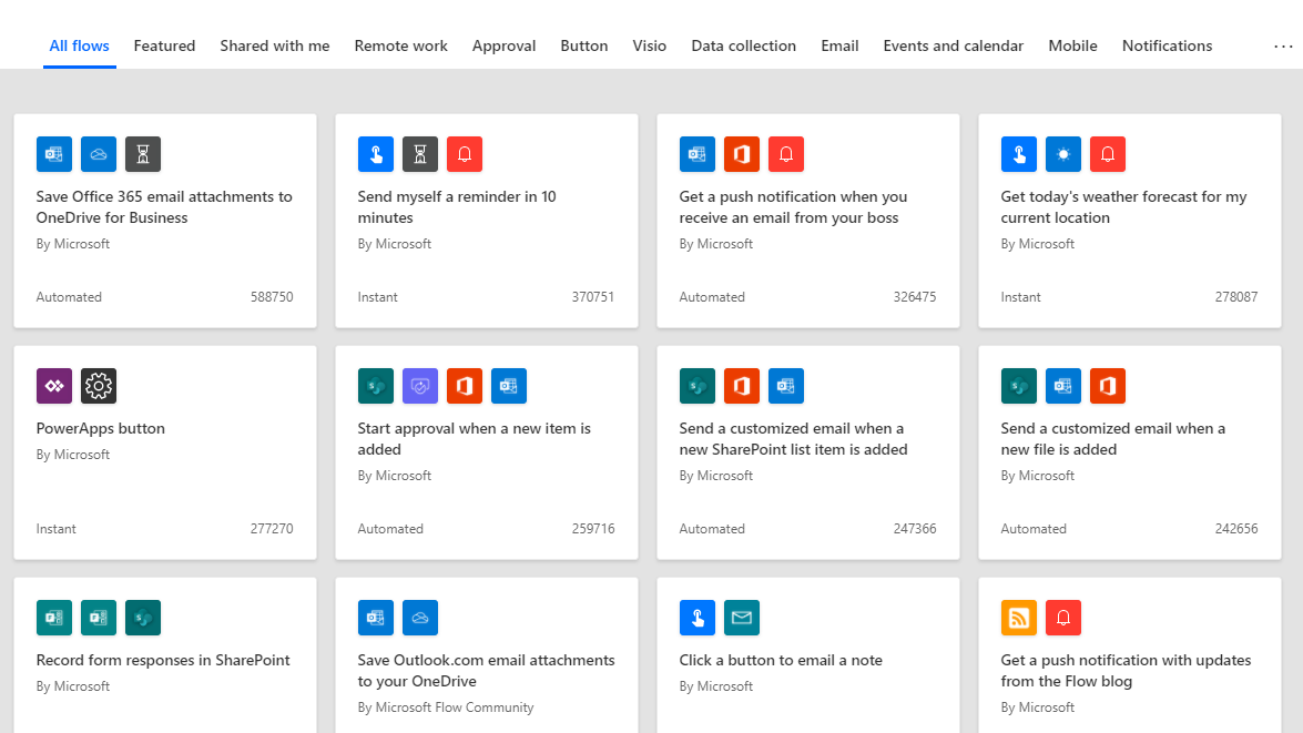 Microsoft Power Automate template library