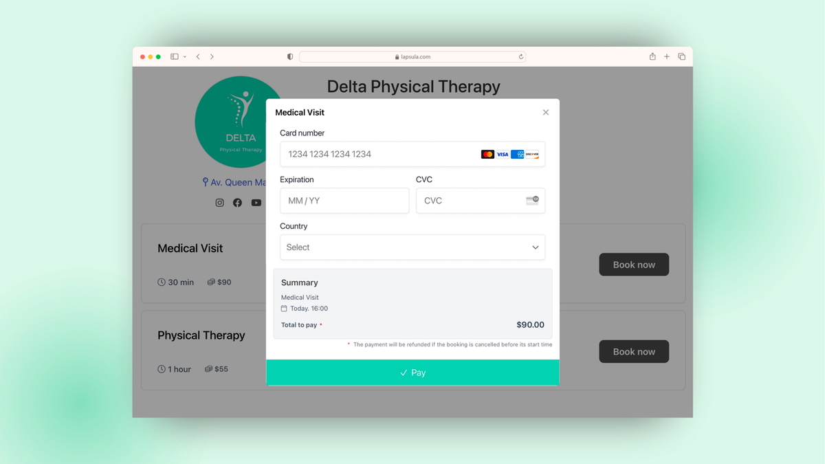 Secure payments and deposits through Stripe. No more no-shows—just reliable income for your business.