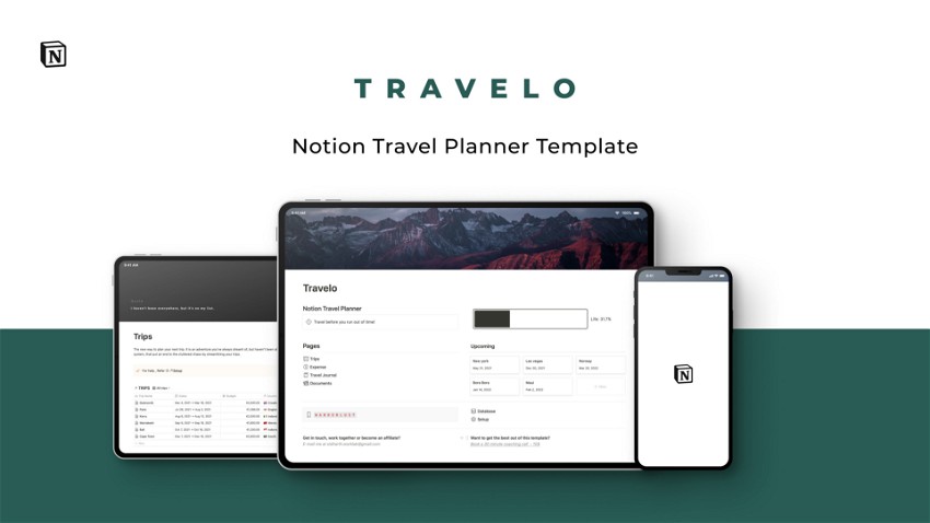 Travelo : Notion travel planner template