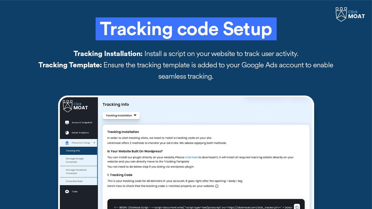 ClickMoat offers a couple different methods that can be used to monitor your ad clicks.