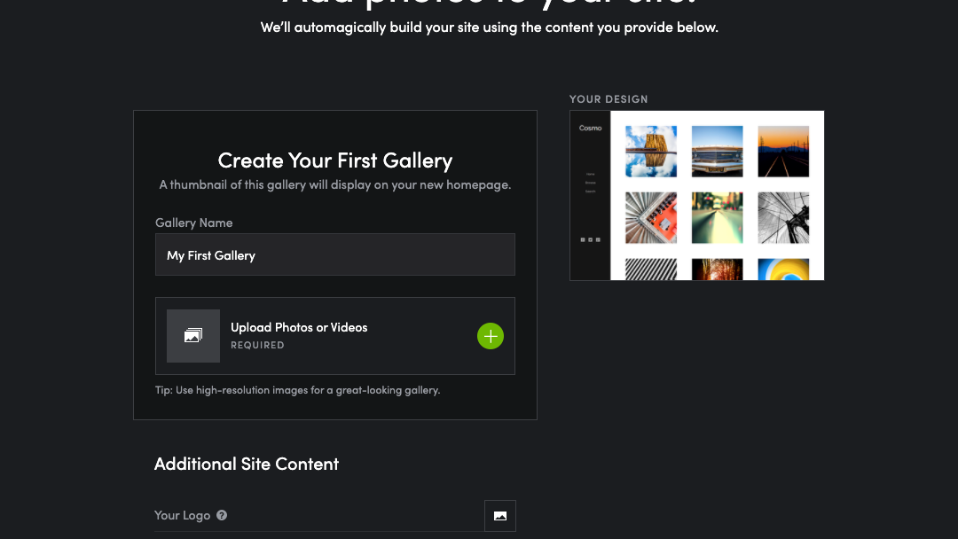 Add photos to your website