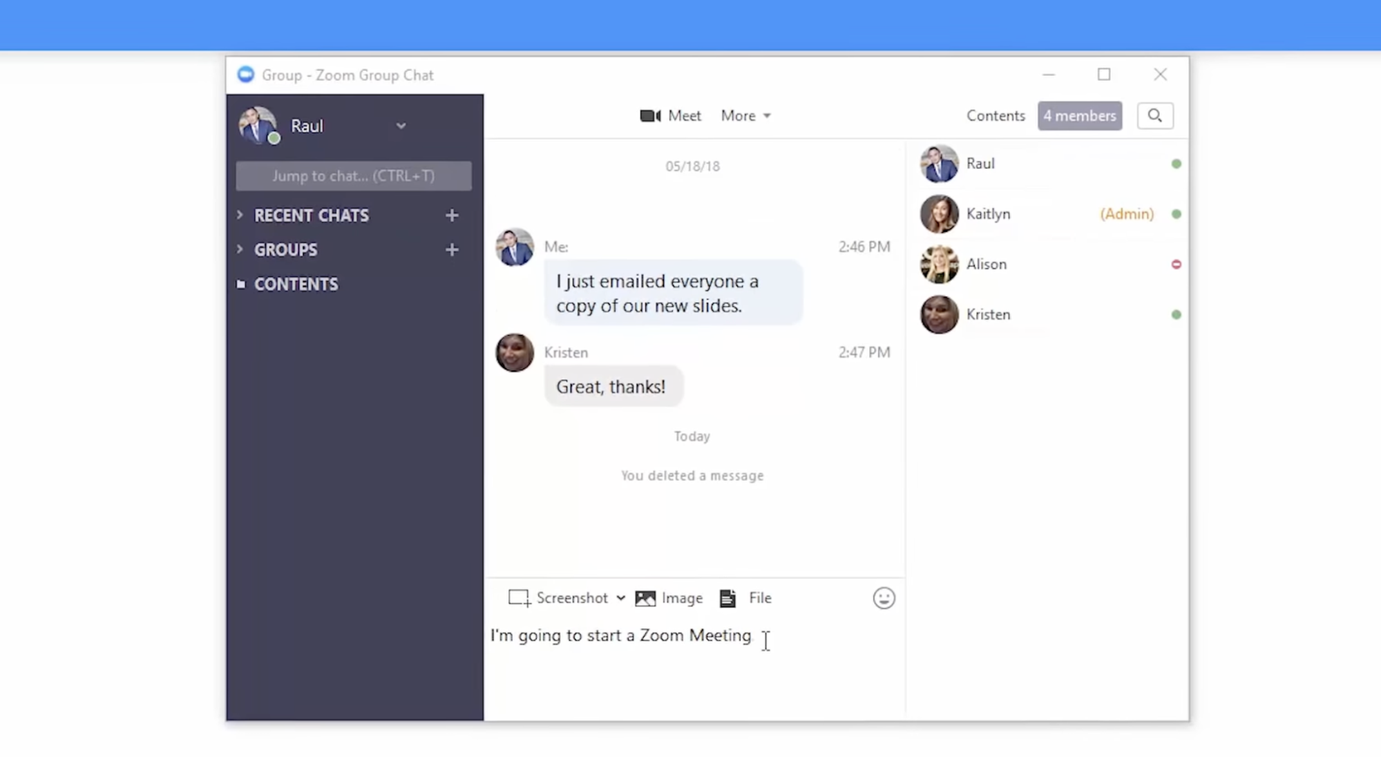 Zoom’s built-in cross-platform group chat