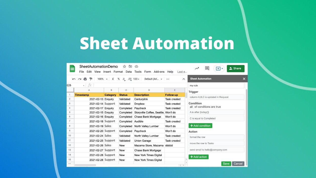 Sheet Automation for Google Sheets