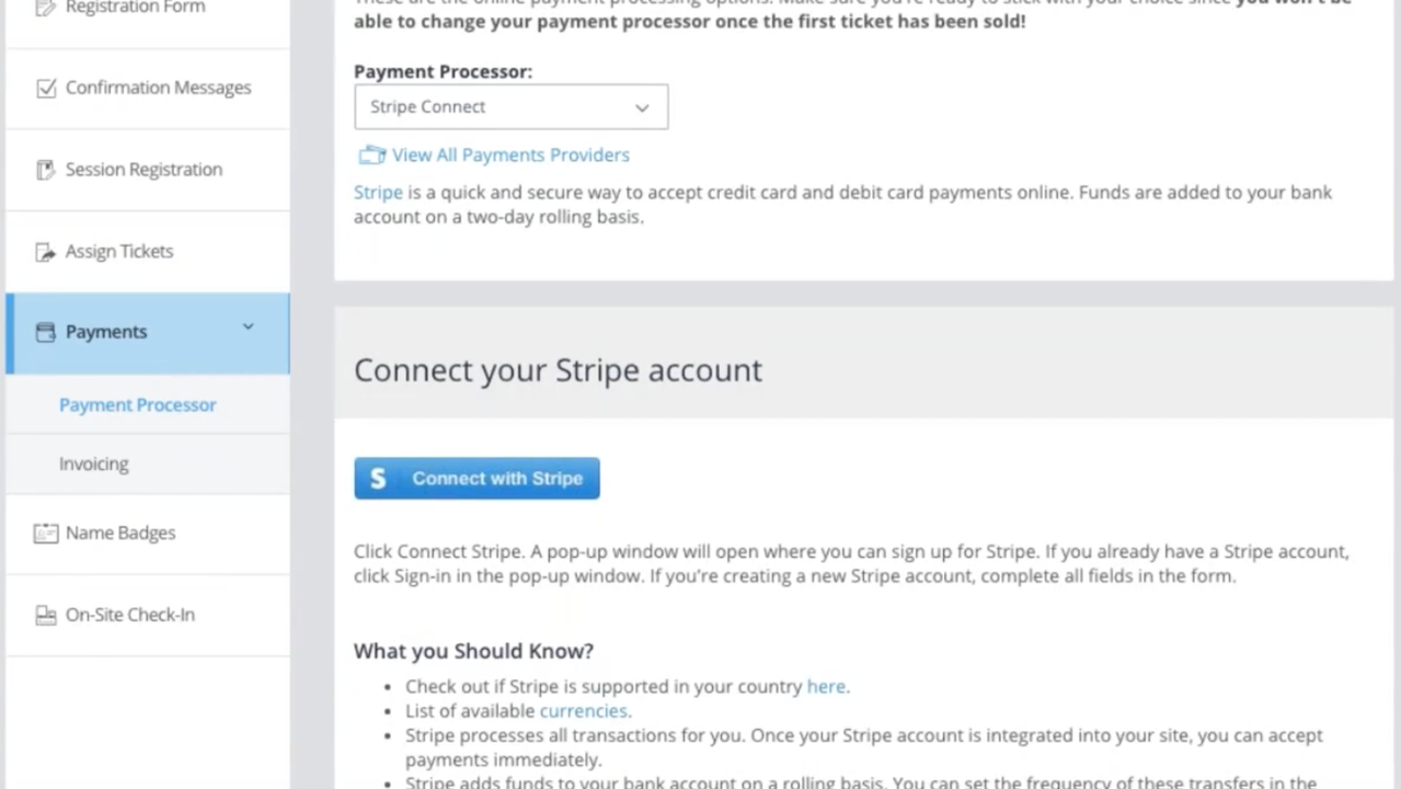Connect a payment processor and accept payments