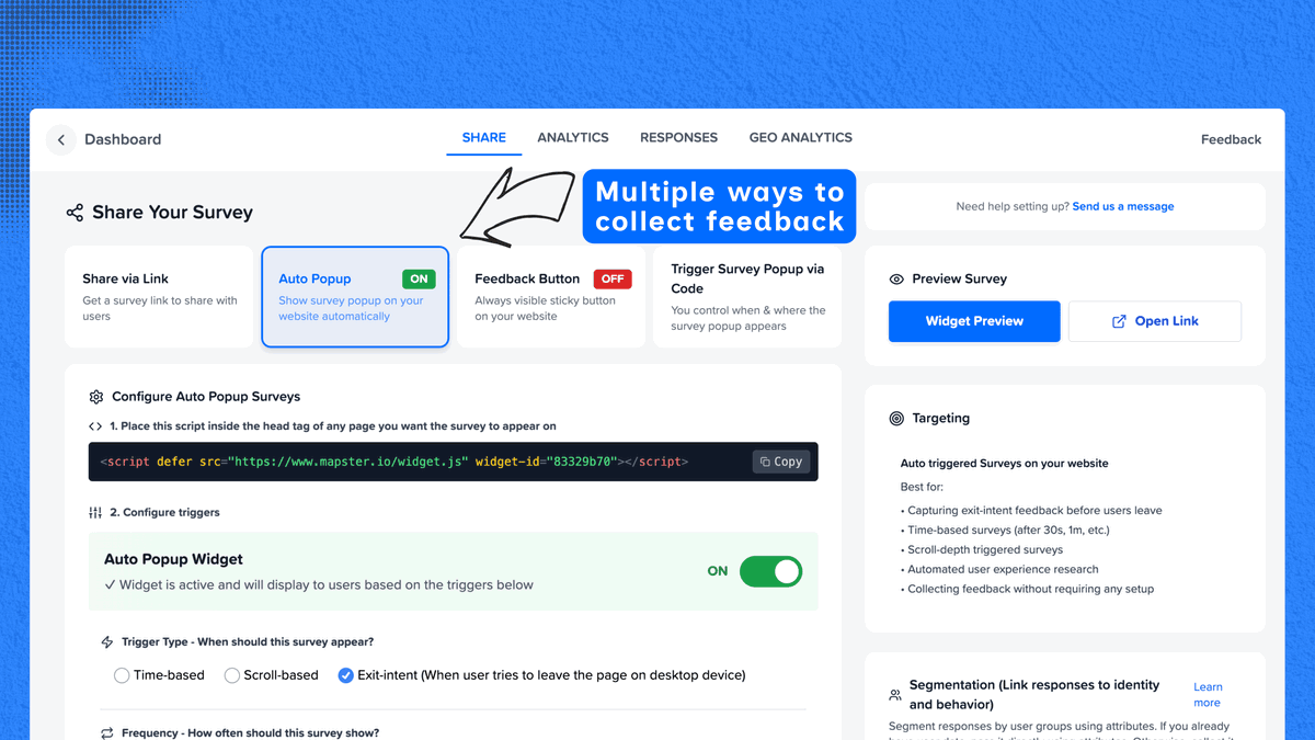 Collect feedback four ways, from one script tag