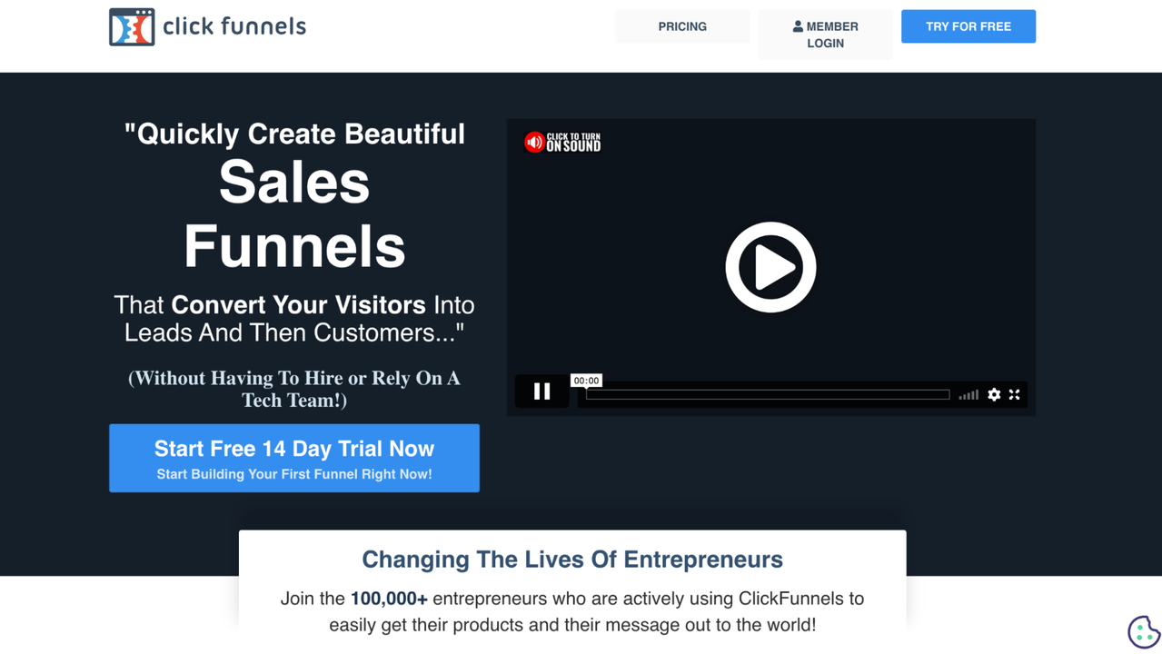 ClickFunnels home page