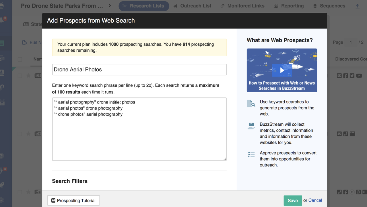 Research prospects with keywords